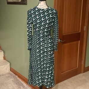 Zara Teal and Black Long Sleeve Dress, Size M